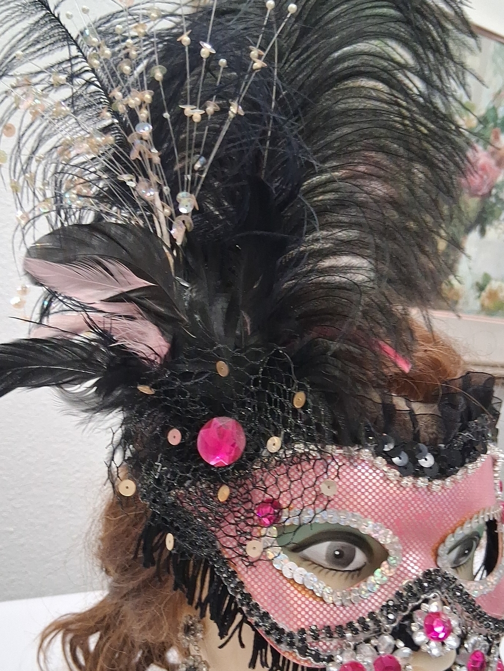 Halloween Face Mask with Rhinestones